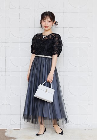 キラキラレース×チュールドレス