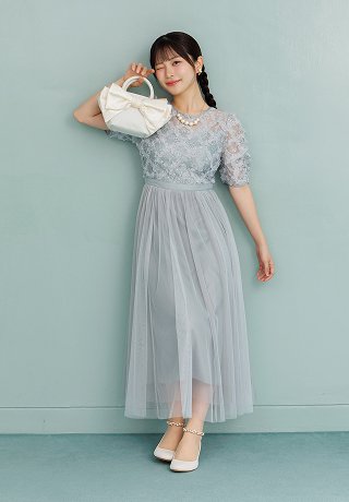 キラキラレース×チュールドレス