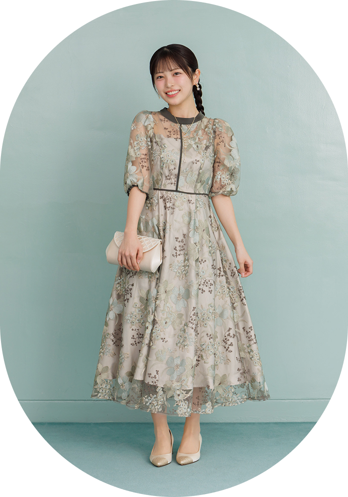 フラワー刺繍ドレス