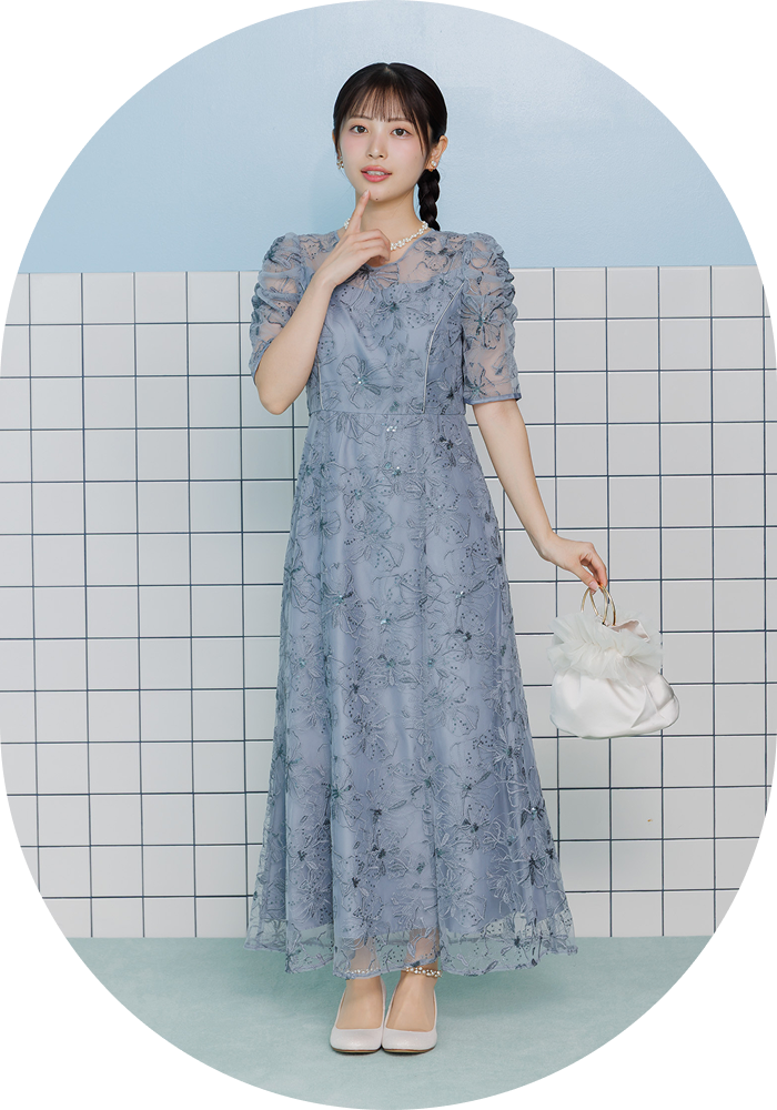 スパンコール刺繍ドレス