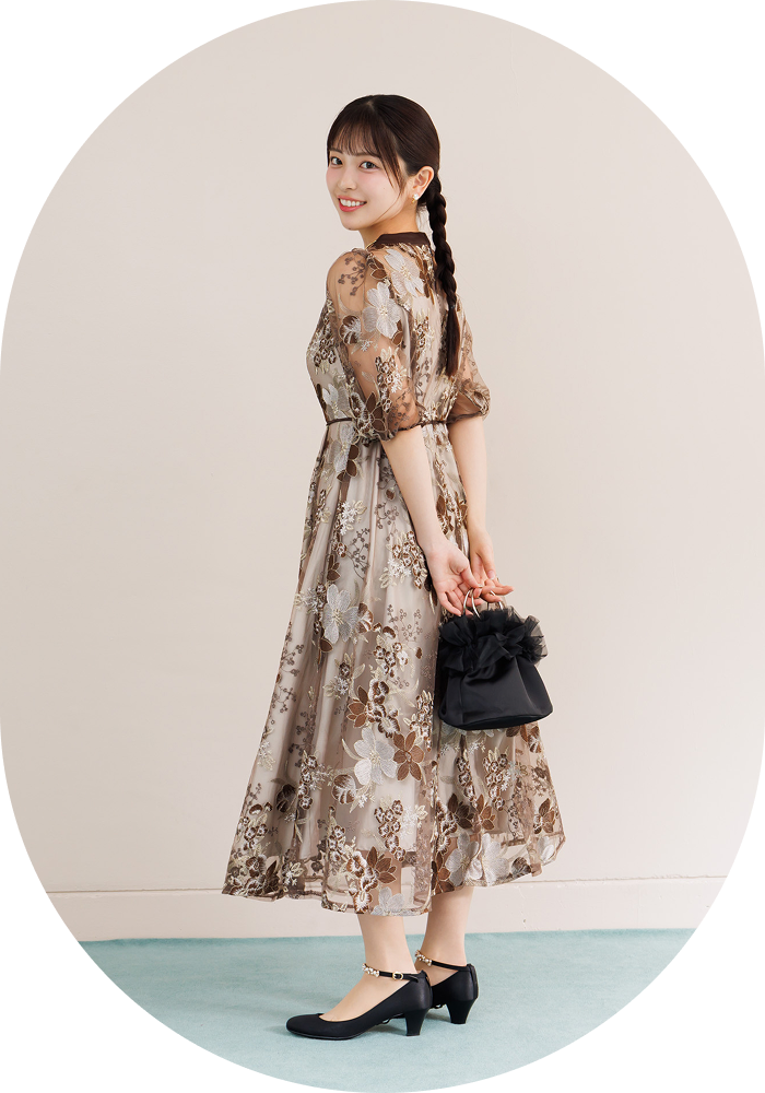 フラワー刺繍ドレス